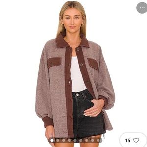 Free People Ruby Oversized Shirt Jacket in Date Night XS NWOT